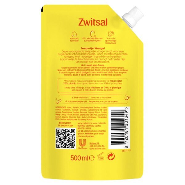 Zwitsal Zeepvrije Wasgel Navulverpakking - 500ml